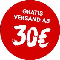 Logo: Ein roter Kreis mit der Aufschrift Gratis Versand ab 30 Euro